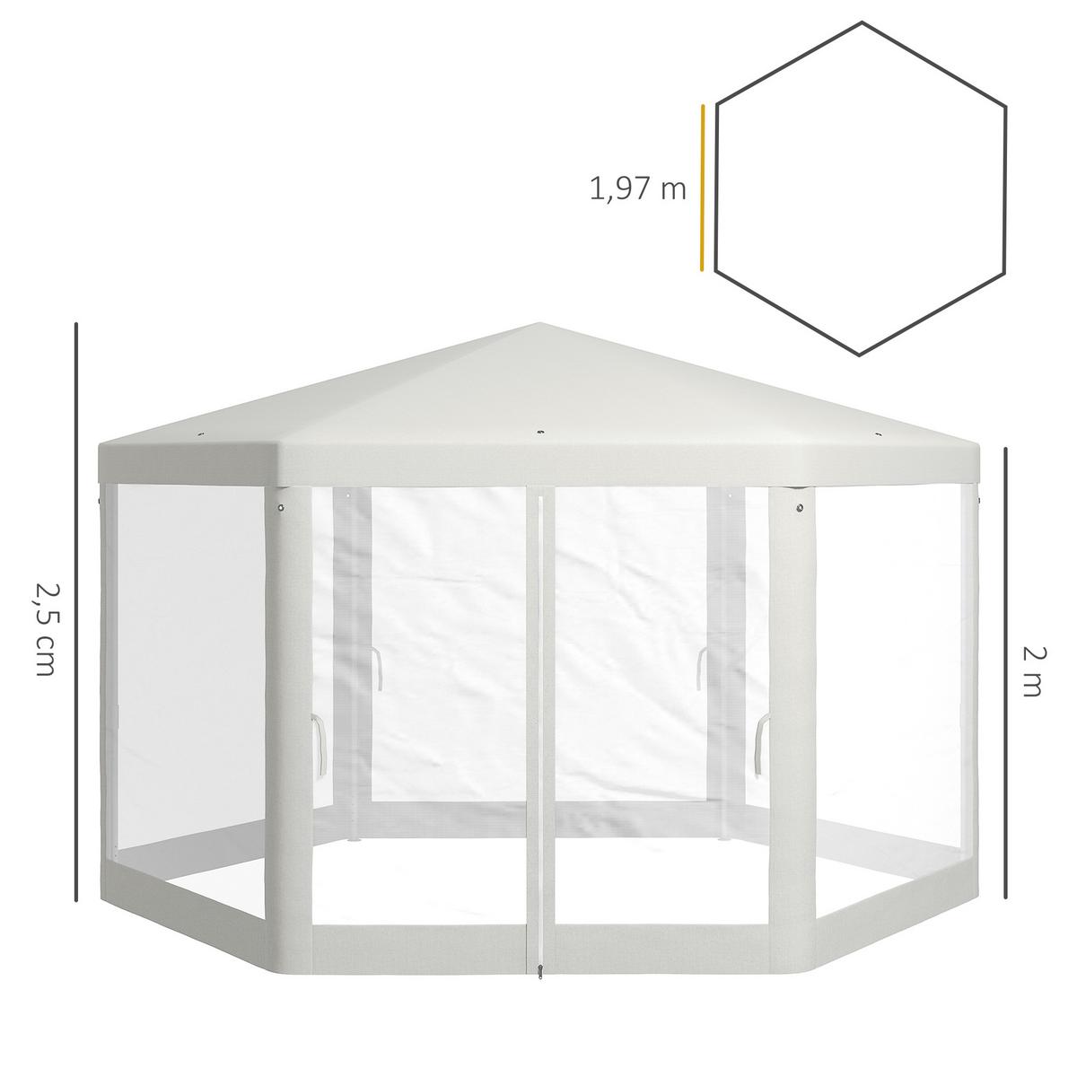 GARTENPAVILLON Polyester Metall Crème - Creme, Metall (341.2/250/394cm) - Outsunny
