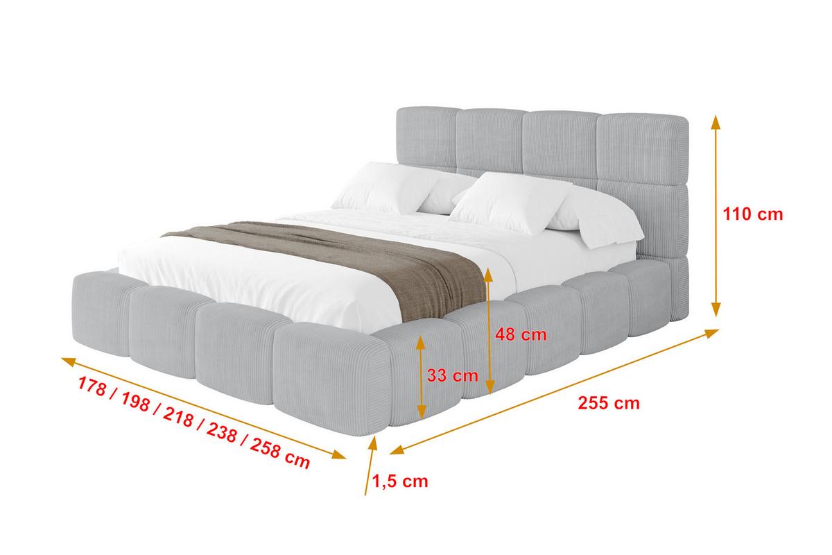 POLSTERBETT mit Bettkasten und Lattenrost, Bett mit Kopfteil, Boxbett ohne Matratze, Doppelbett mit Stauraum - NATA 120x200 Grau - Graphitfarben, Holzwerkstoff/Textil (120/200cm) - ALTDECOR