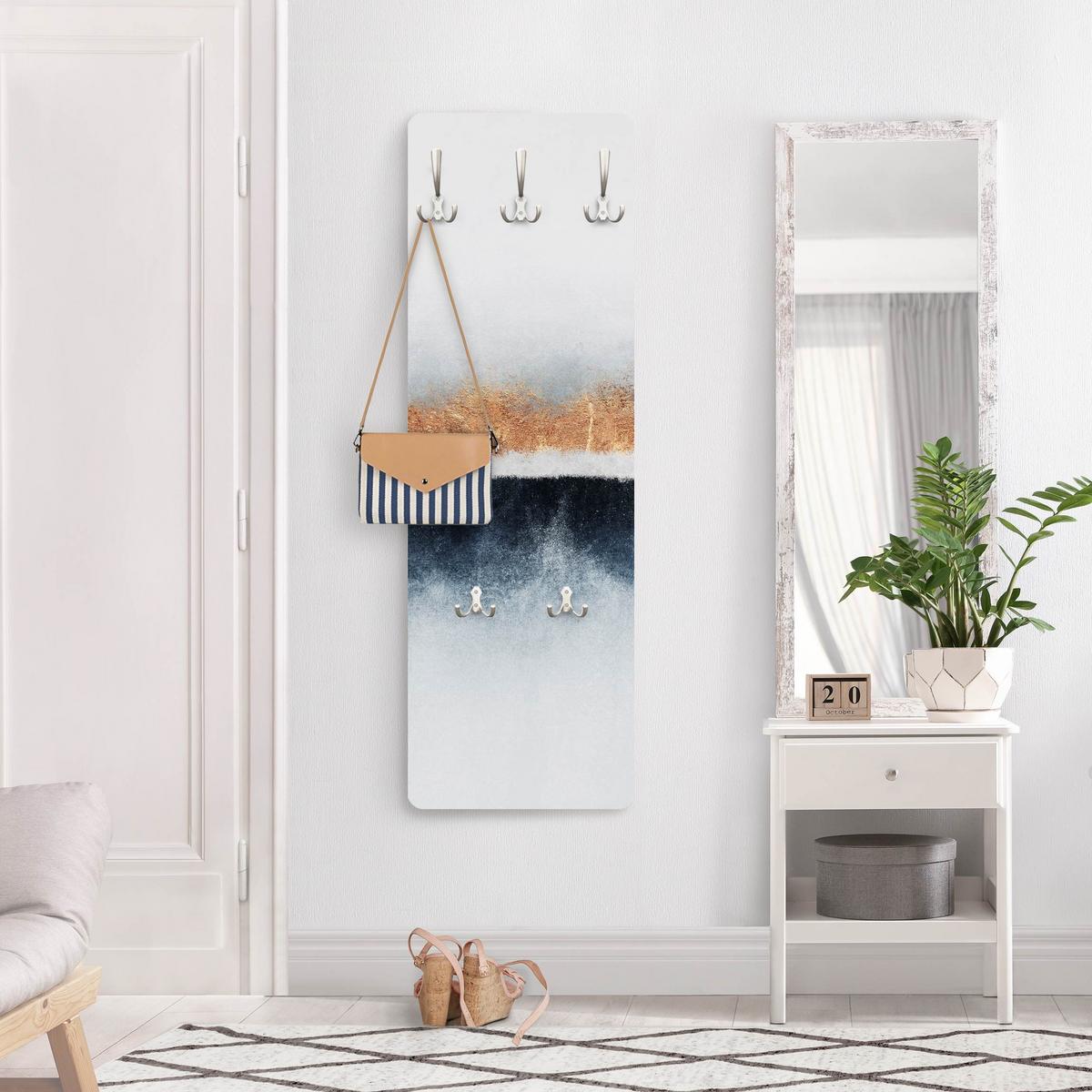 WANDGARDEROBE - Goldener Horizont Aquarell 34/105 cm - Goldfarben, Holzwerkstoff (34/105/1.6cm) - Bilderwelten