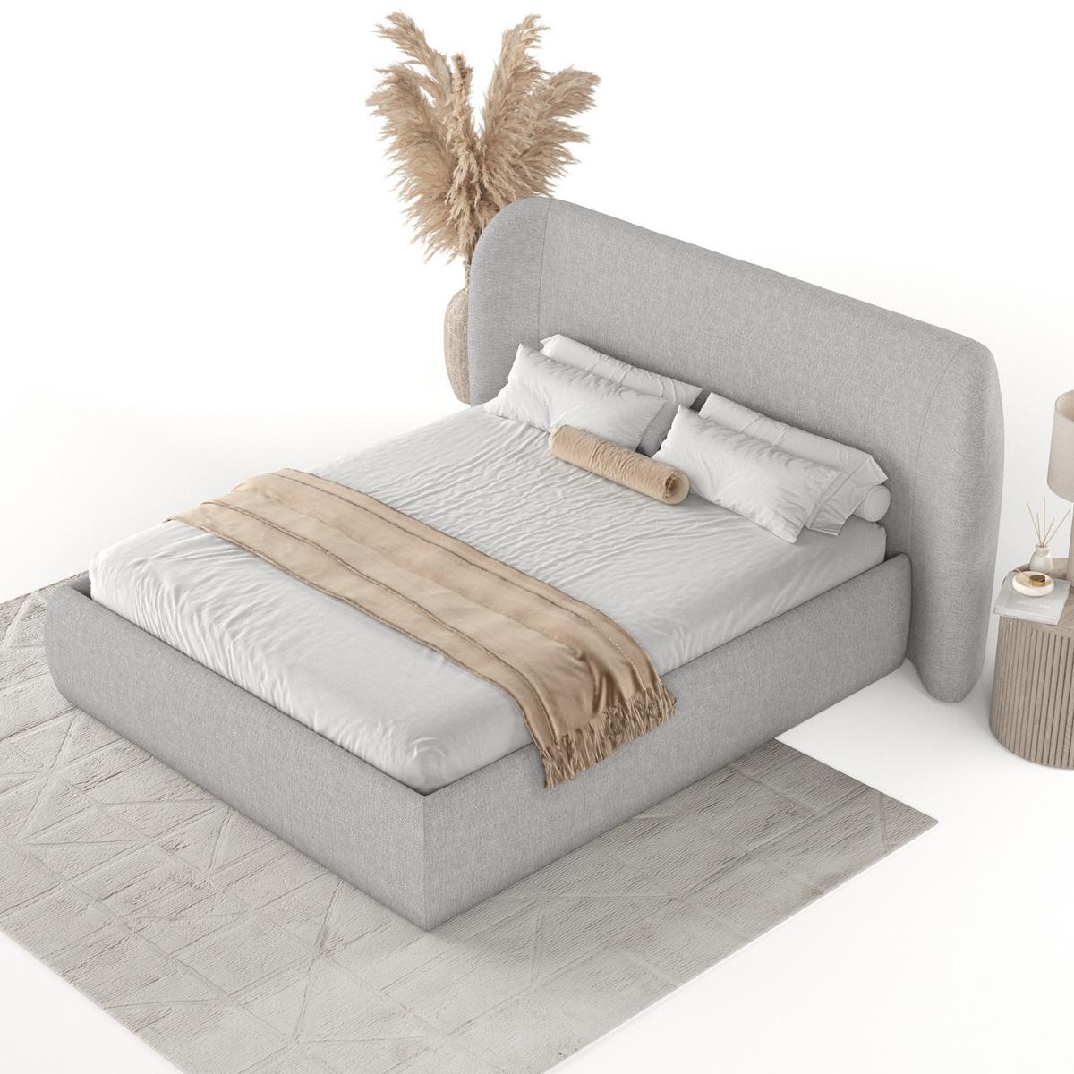 POLSTERBETT Bellano mit Stauraum 200/200 cm Grau im Megan Stoff - Schwarz/Naturfarben, Holz/Holzwerkstoff (200/200cm) - AltaBeds