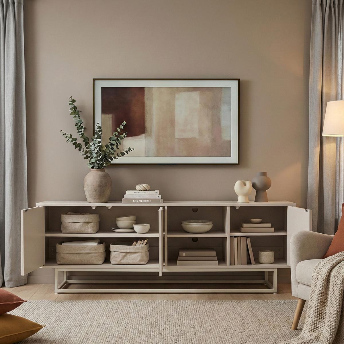 SIDEBOARD Boxholm - Beige, Holzwerkstoff/Metall (160/56.5/30cm) - [en.casa]