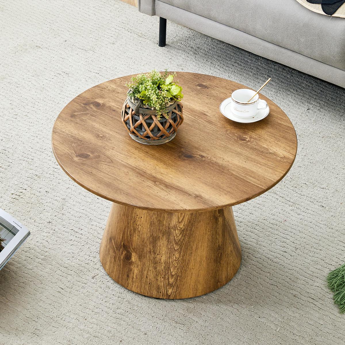 COUCHTISCH Rund Naturholzoptik MDF Ø 60 cm Beistelltisch Holz - Naturfarben, Holzwerkstoff (60/60/35cm) - Urban Meuble