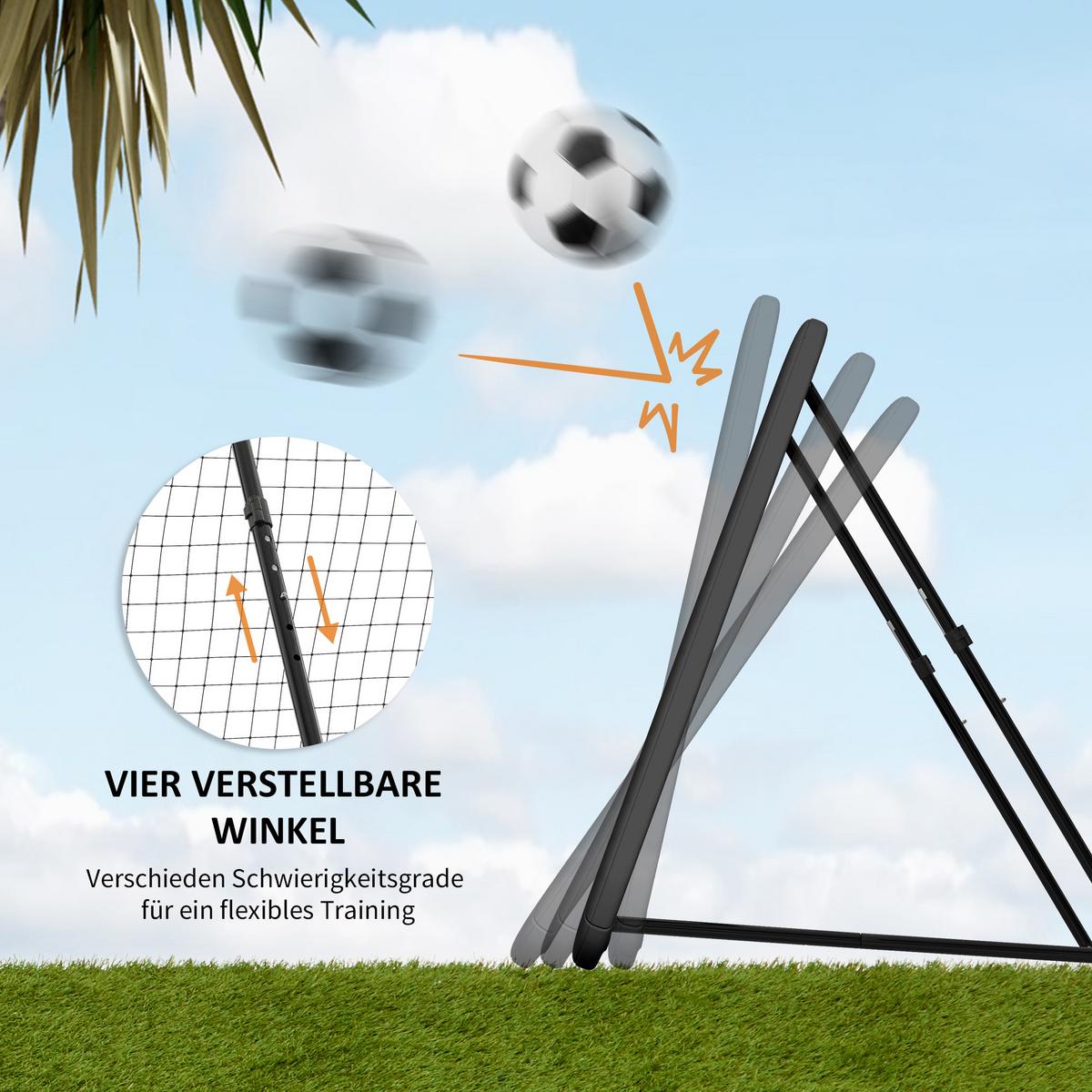 FUSSBALL Rebounder klappbar Kickback Tor Rückprallwand verstellbar Stahl Schwarz - Schwarz, Metall (118/128cm) - HOMCOM