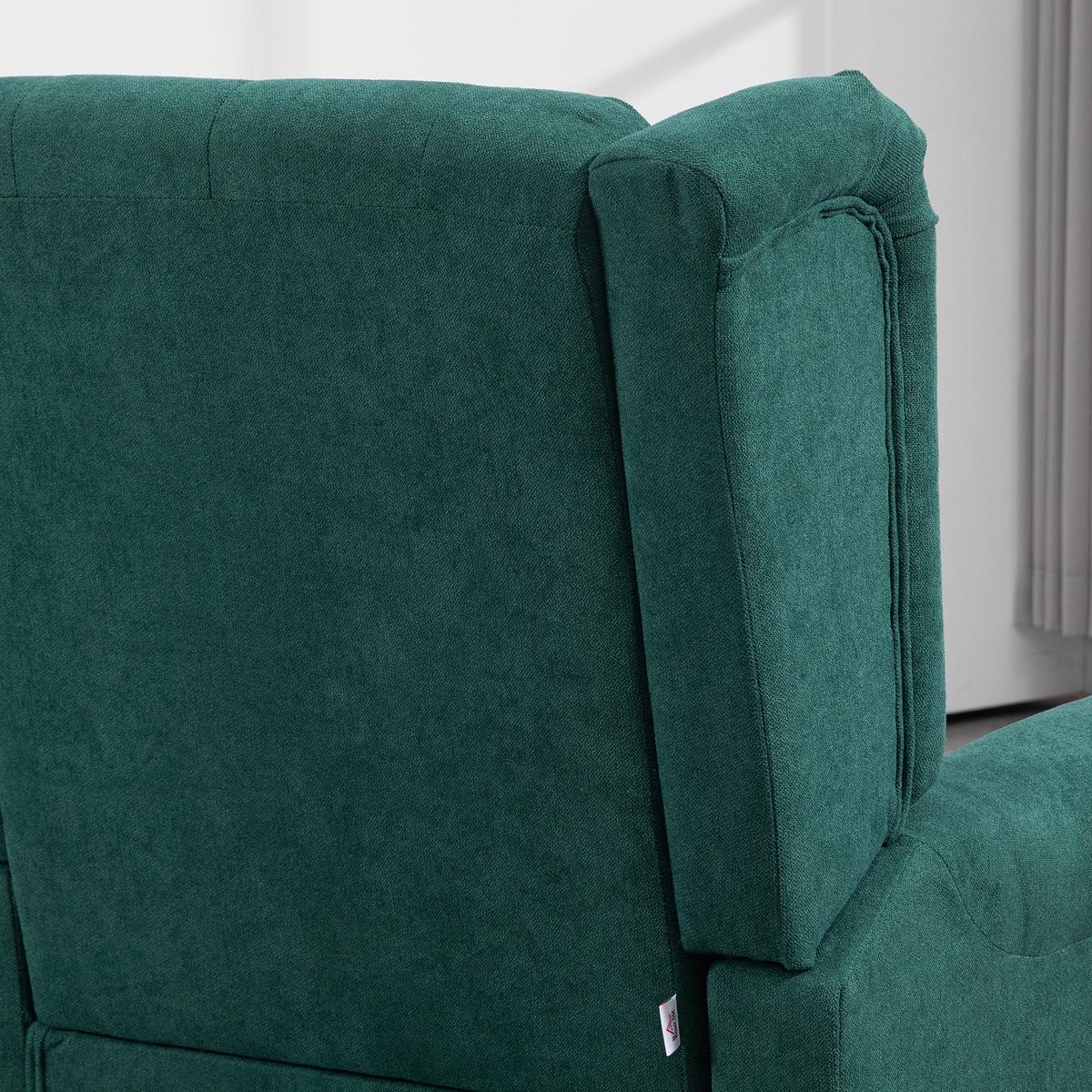 OHRENSESSEL Gepolstert Sessel mit Tufting, hoher Rückenlehne bis 160 kg - Smaragdgrün/Dunkelgrün, Holz/Textil (74/102/86cm) - HOMCOM
