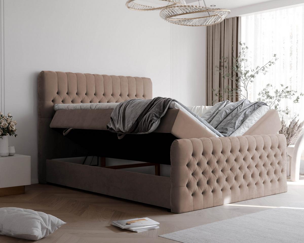 BOXBETT 140x200 cm mit Topper - Braun, Holzwerkstoff/Textil (140/200cm) - Idohome