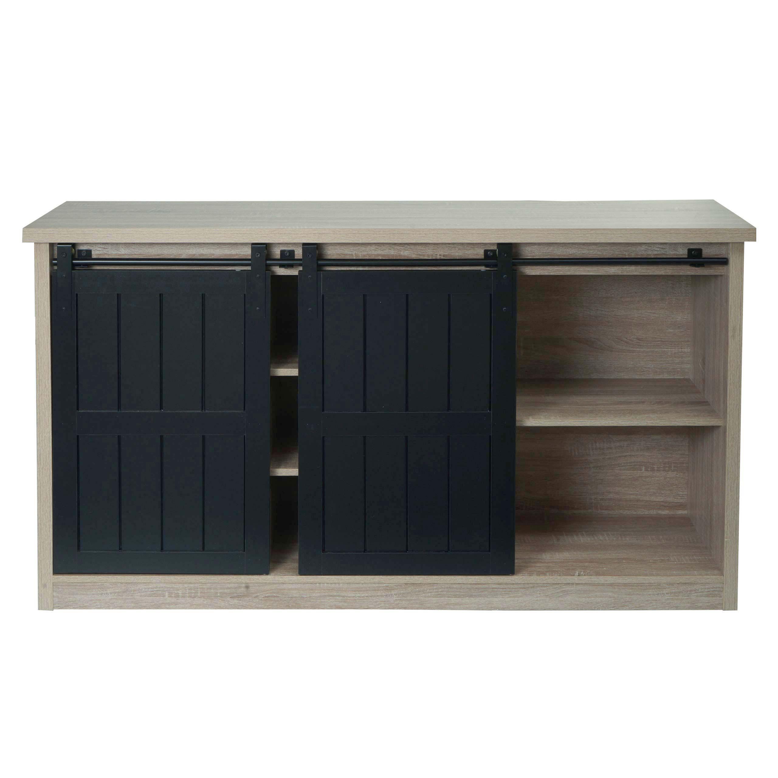SIDEBOARD Buche Dekor, Schwarz - Buchefarben/Schwarz, Holz (150/84/40cm) - MCW