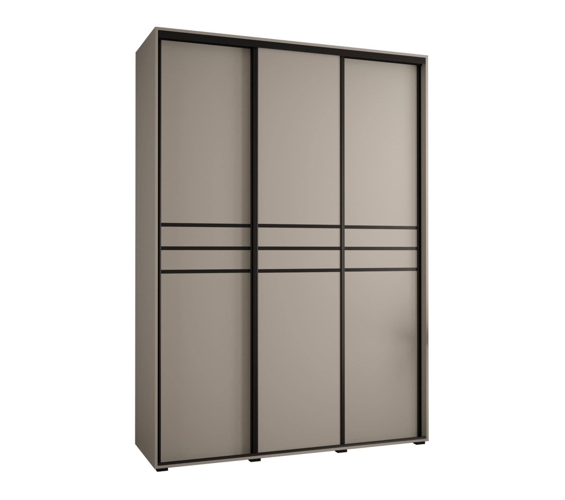 SCHWEBETÜRENSCHRANK 235,2/170/45 3-türig - Kaschmir/Schwarz, Holz/Metall (170/235.2/45cm) - MÖBEL KRYSPOL