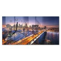 WANDUHR aus Glas 60x30 cm - New York - Lila, Glas (60/30/0.4cm) - TULUP