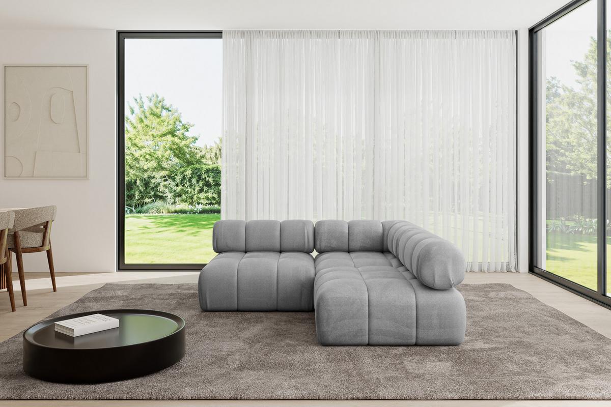 ECKSOFA modulares Sofa Samaro-L1 - 190x190x70 cm Hellgrau Velours - Hellgrau, Holzwerkstoff/Textil (190/190cm) - ALTDECOR