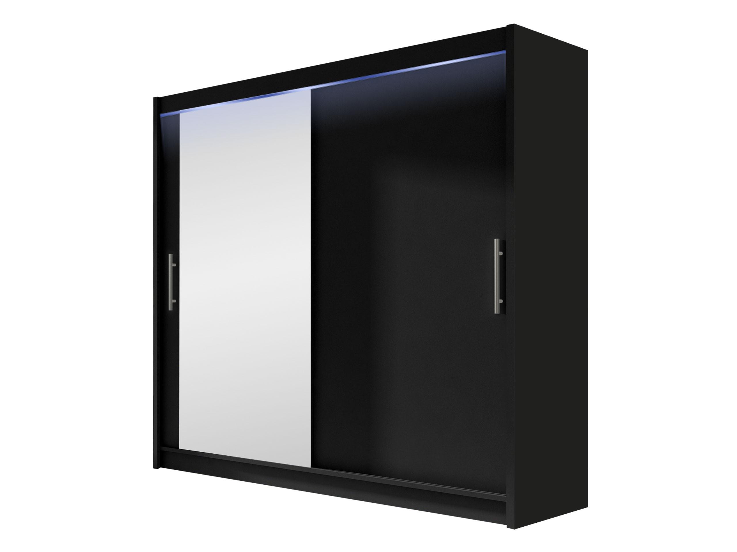 KLEIDERSCHRANK London VI, mit RGB LED Beleuchtung - Silberfarben/Schwarz, Holzwerkstoff/Kunststoff (180/215/58cm) - MIRJAN24
