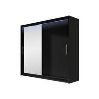 KLEIDERSCHRANK London VI, mit RGB LED Beleuchtung - Silberfarben/Schwarz, Holzwerkstoff/Kunststoff (180/215/58cm) - MIRJAN24