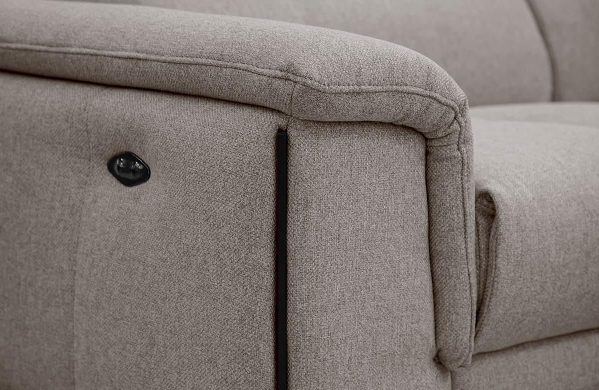 RELAXSOFA MATERA 3-Sitzer mit 2 Relaxfunktionen, taupe - Taupe/Schwarz, Holzwerkstoff/Textil (212/82/103cm) - Wozimo