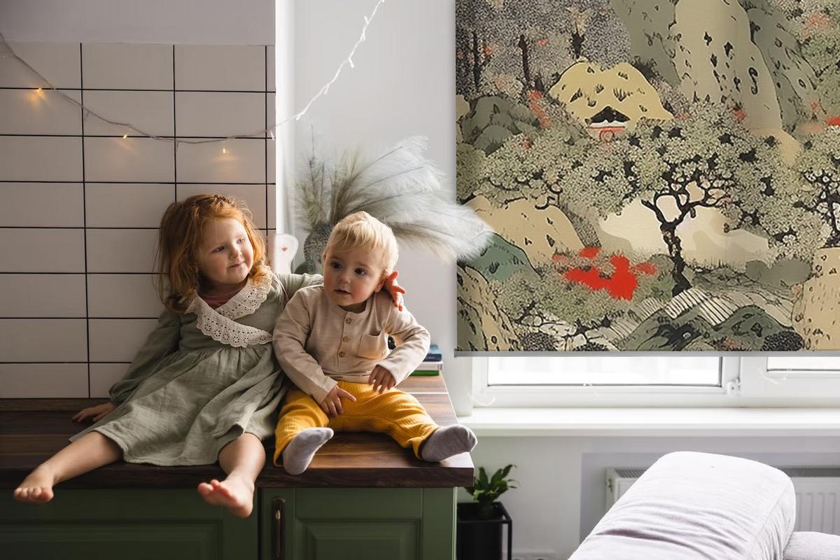 INNENROLLO - Fensterrollo - Rollo - 140x140 cm - Berg - Braun, Kunststoff (140/140/0.5cm) - TULUP