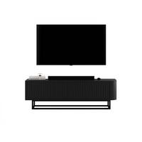 TV-LOWBOARD Aurora Schwarz matt 140 cm mit schwarzem Metallrahmen - Goldfarben/Schwarz, Holzwerkstoff/Metall (140/44/35cm) - Meble Lindner