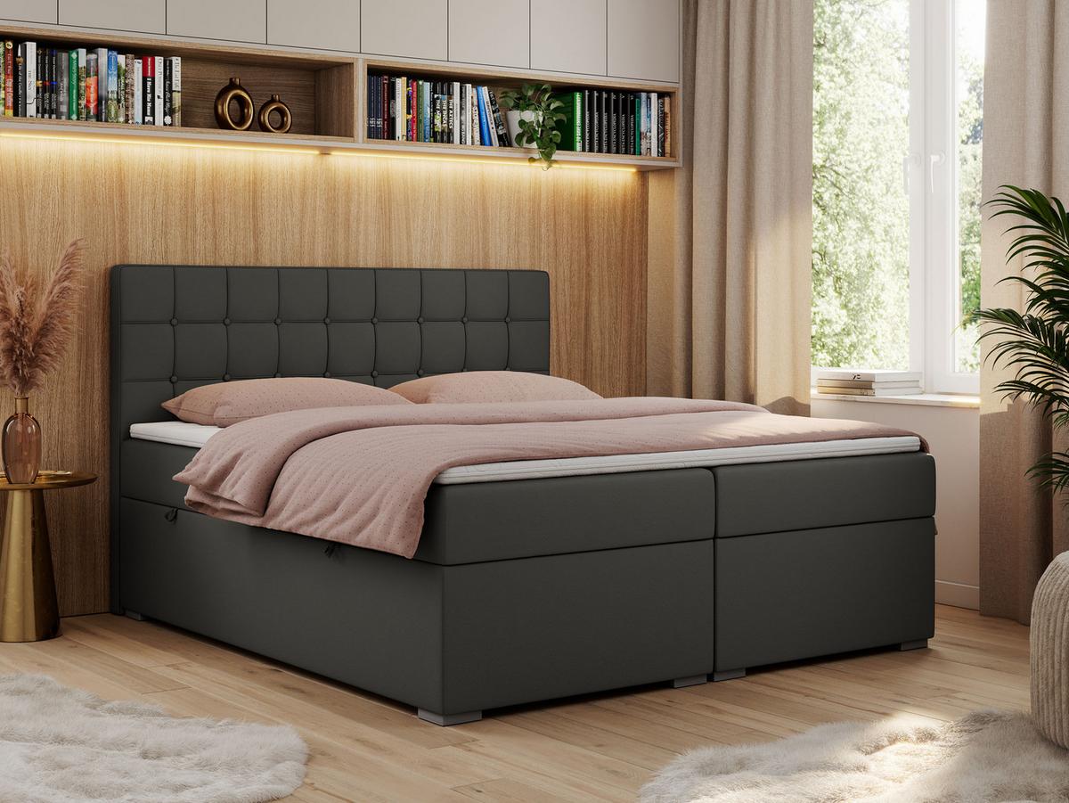 BOXBETT CARMEN 200/200 Dunkelgrau Kunstleder - H3 - Dunkelgrau, Holz/Textil (200/200cm) - MKS