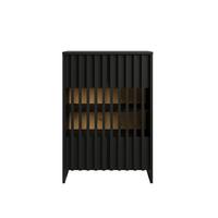 KOMMODE ZEPHYR 60/87/34cm mit Schubladen 2 Türen Schwarz - Schwarz, Holzwerkstoff (60/87/34cm) - MASSENO