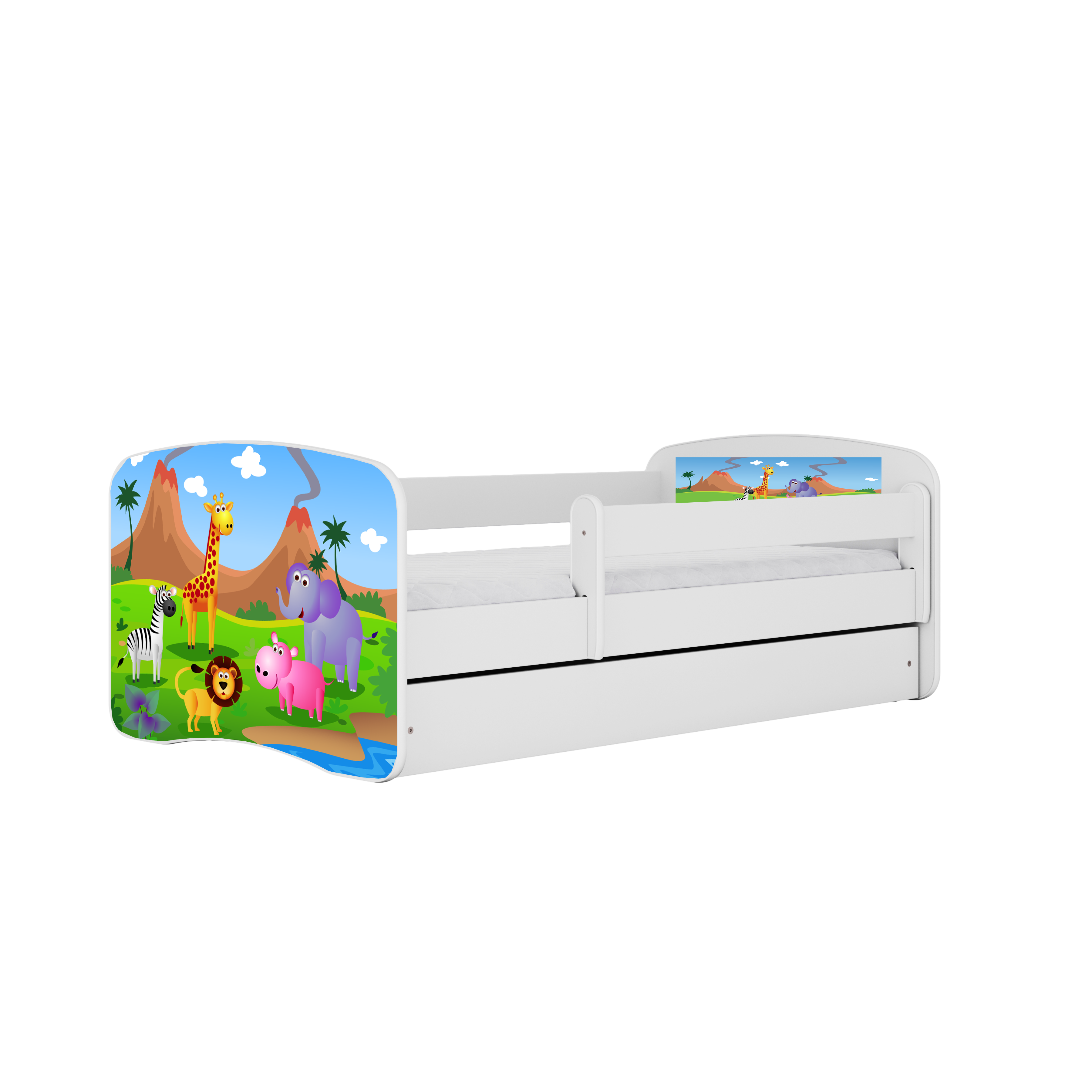 KINDERBETT Safari mit Schublade 160/80 90/61/164 - Weiß, Holzwerkstoff (80/160cm) - RAUMHIRSCH FURNITURE