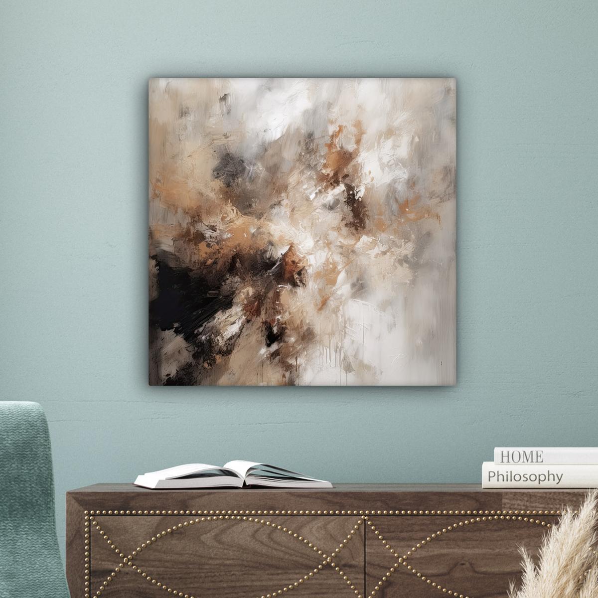 LEINWANDBILD Farbe - Abstrakt - Beige - Kunst Wandbild Wohnzimmer 50x50 cm - Greige, Textil (50/50cm) - MuchoWow