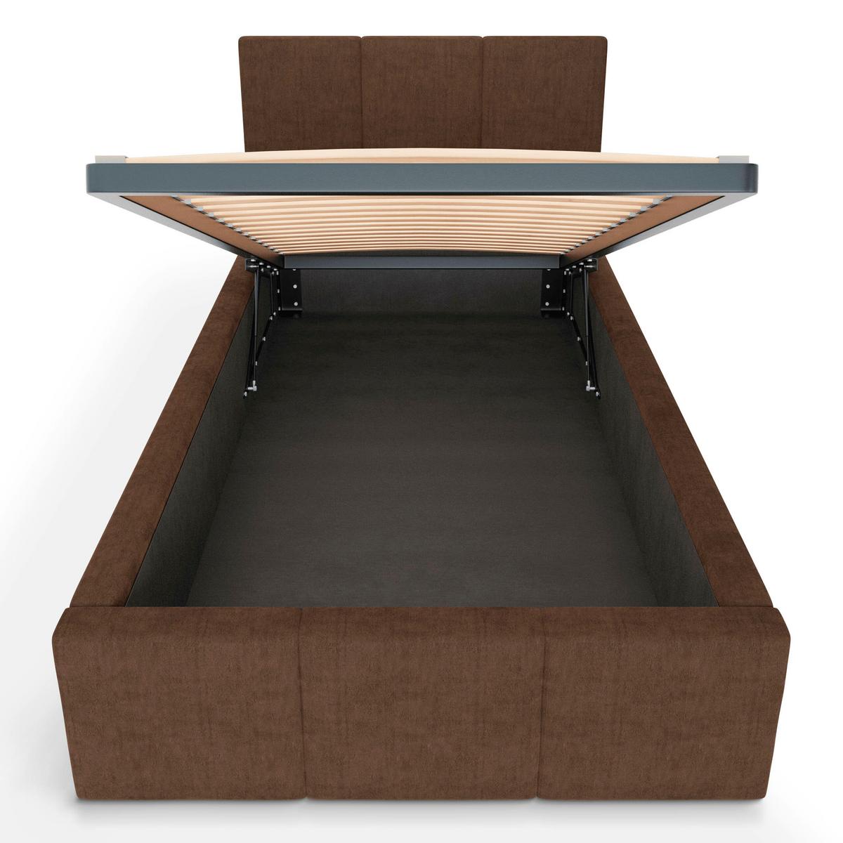 POLSTERBETT für Schlafzimmer Bett mit Stauraum Braun 90x200 - Braun, Holzwerkstoff/Metall (90/200cm) - Muralo