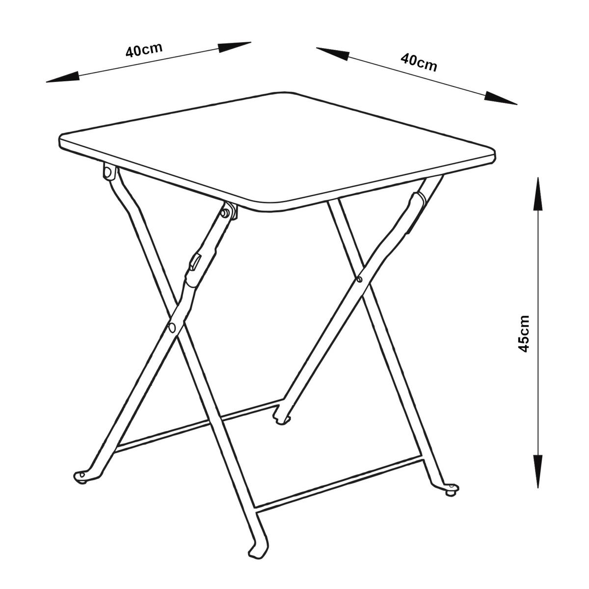 GARTENKLAPPTISCH Vegårshei - Schwarz, Metall (40/40/45cm) - [en.casa]
