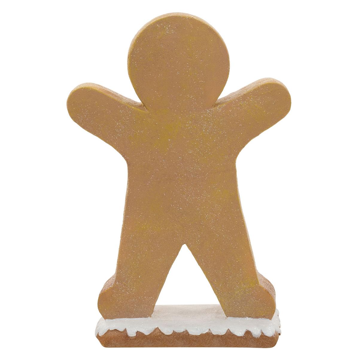 LEBKUCHENMANN-FIGUR mit Fliege 75 cm Weihnachtsdeko Innen mit LED-Beleuchtung - Braun, Stein (50/75/20cm) - ECD-Germany