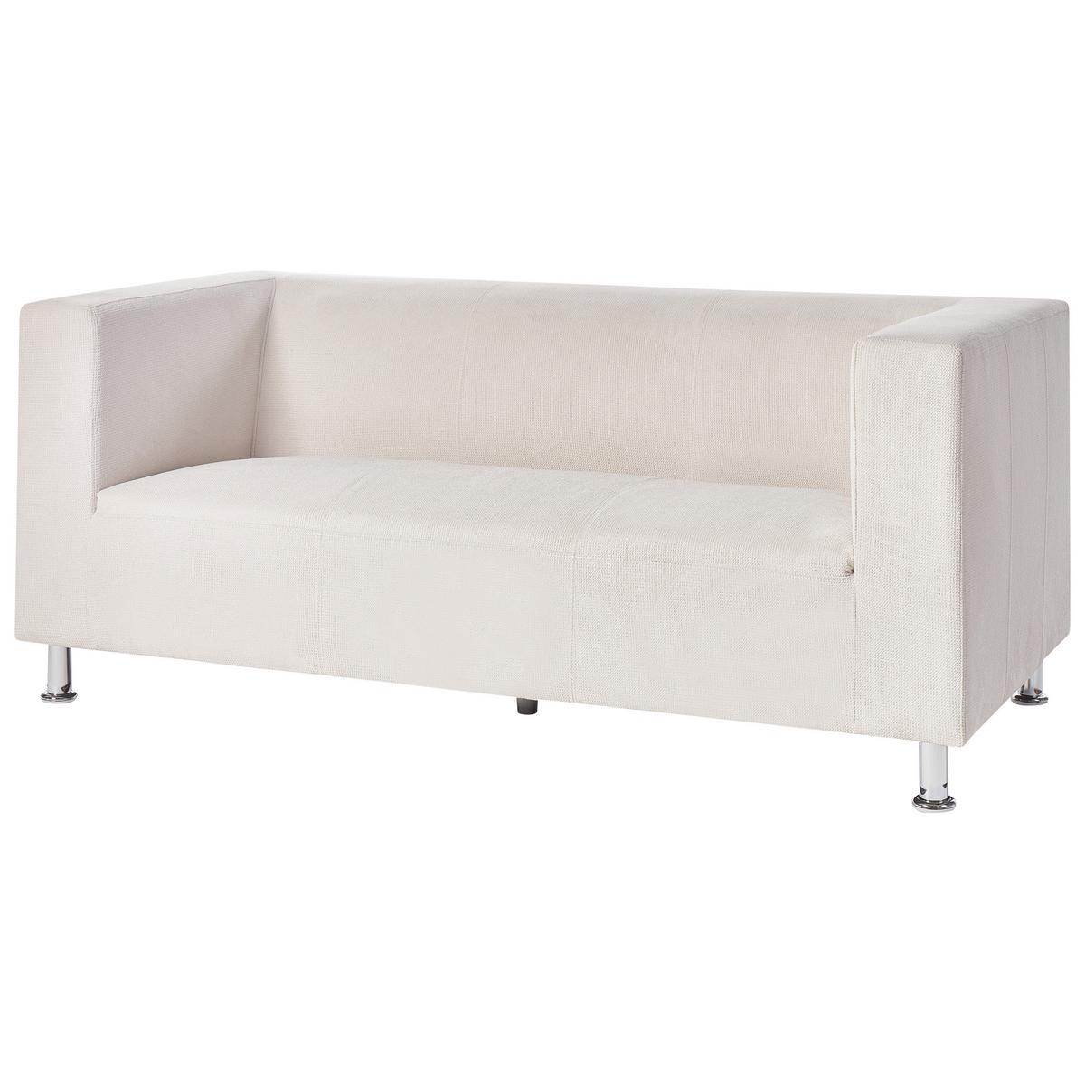 3-SITZER-SOFA Stoff cremeweiß Floro - Silberfarben/Weiß, Textil (179/74/83cm) - Beliani