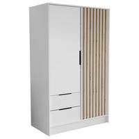 DREHTÜRENSCHRANK PELOR 102/200/51 cm Modern Kleiderschrank 3-türig Weiß - Weiß, Holzwerkstoff (102/200/51cm) - MASSENO