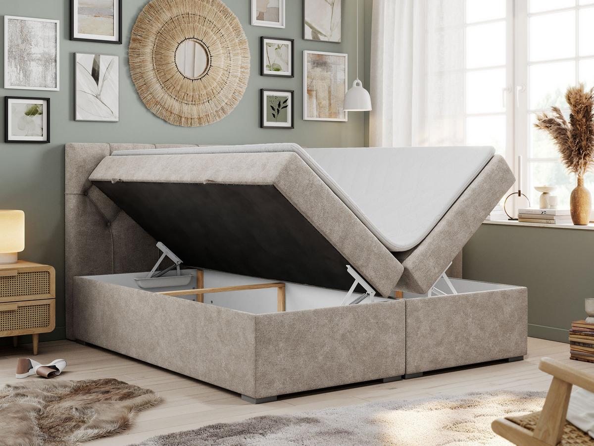 BOXBETT ALDA 140/200 Beige Struktur - H3 - Beige, Holz/Textil (140/200cm) - MKS