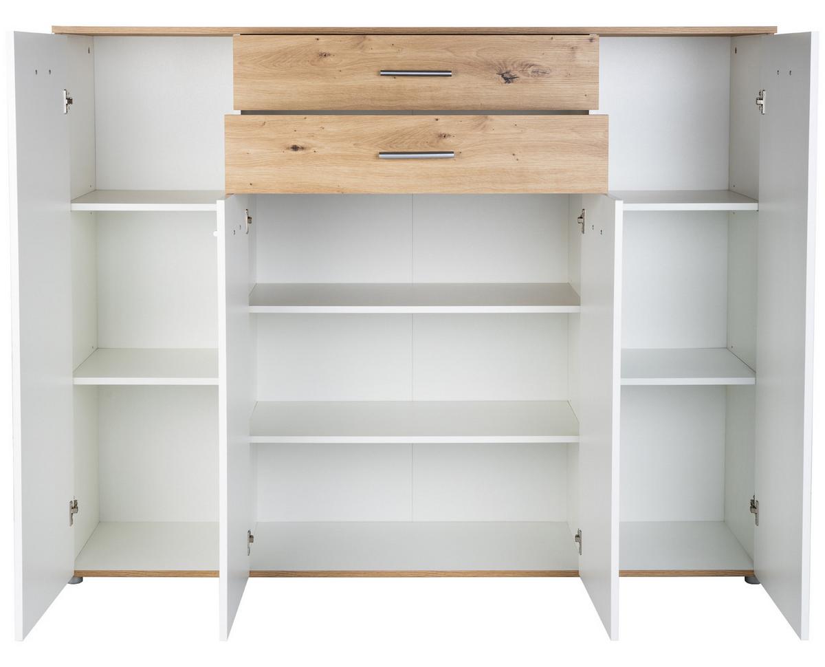 HIGHBOARD Kommode Prato - Silberfarben/Weiß, Holzwerkstoff/Kunststoff (156/123/39cm) - arthur berndt