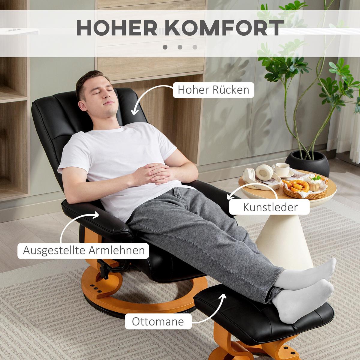 LIEGESTUHL-SET 2er Set Kunstleder Holz Grau - Naturfarben/Grau, Holz/Kunststoff (85/104/76cm) - HOMCOM