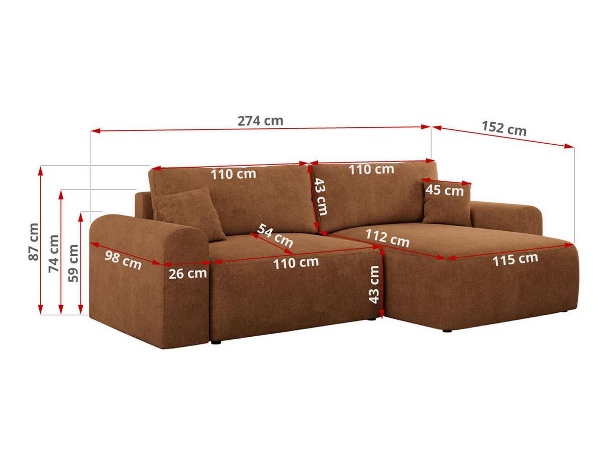 ECKSOFA NELSON Orange Struktur - Schwarz/Orange, Kunststoff/Textil (274/152cm) - MKS