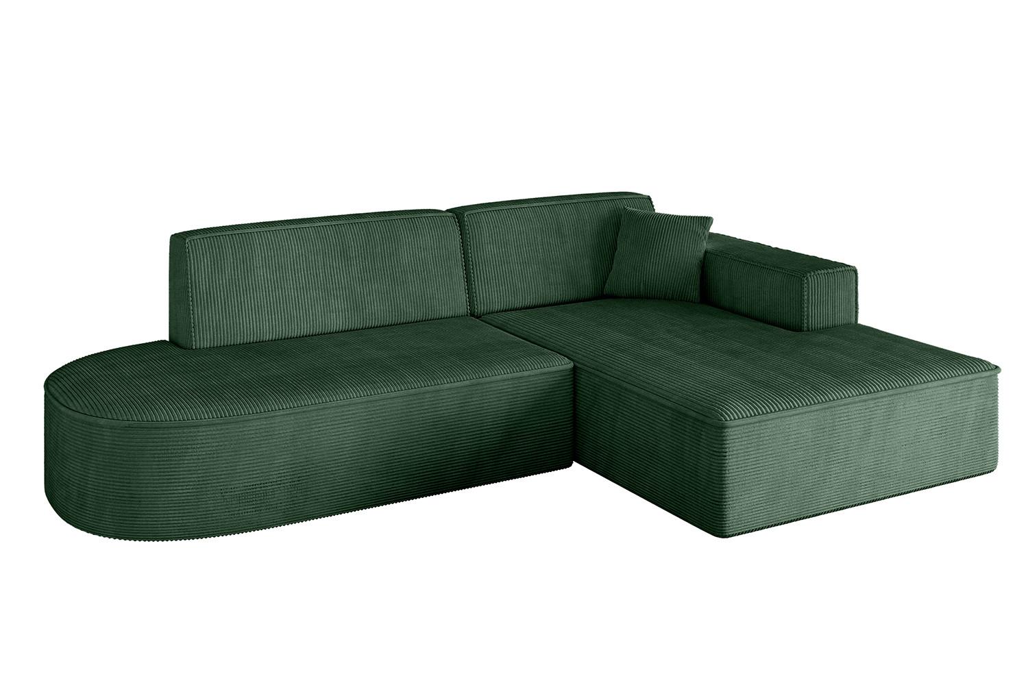 ECKSOFA Ottomane Rechts IREA-L1-v4 - 232x165x77 cm Grün - Currygelb, Holzwerkstoff/Textil (232/165cm) - ALTDECOR