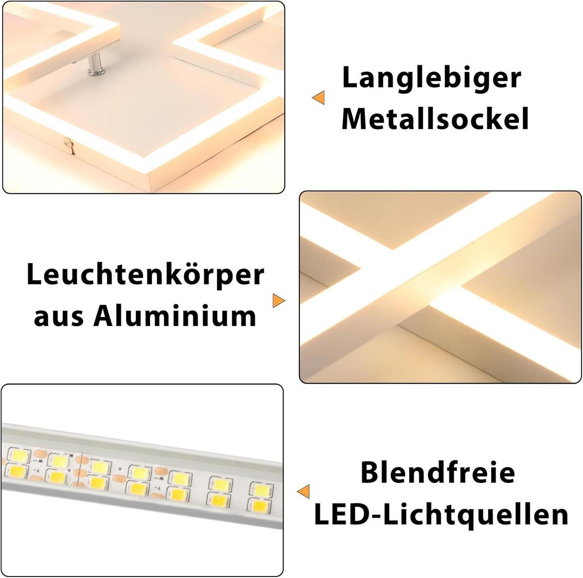 LED-DECKENLEUCHTE Eisenort 62.8/7.4/29.5 cm - Weiß, Metall (29.5/62.8/7.4cm) - ZMH