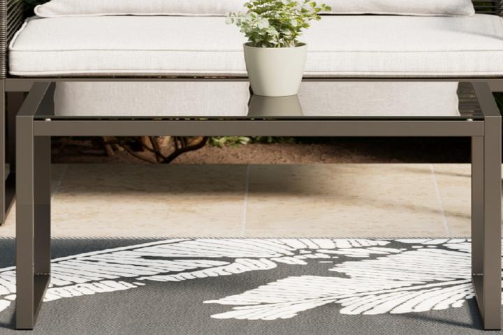 Tisch zu Lounggarnitur schwarz Tischplatte ESG-Glasplatte gehärtet