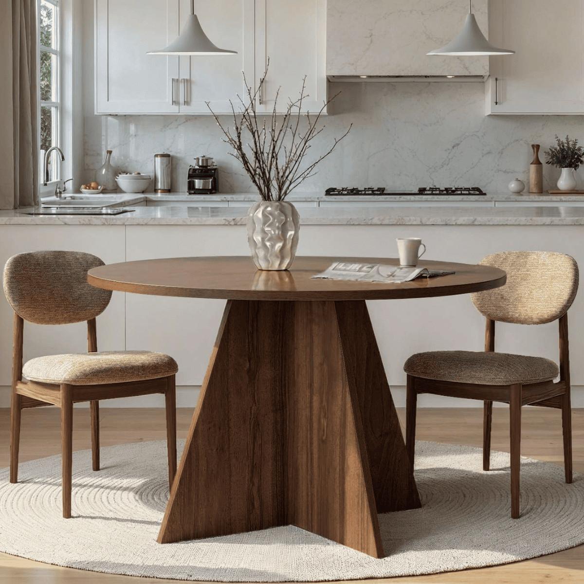 ESSTISCH mit rundem Tischplatte D120 cm 120/120/75 cm - Naturfarben, Holzwerkstoff (125/120/75cm) - Calicosy