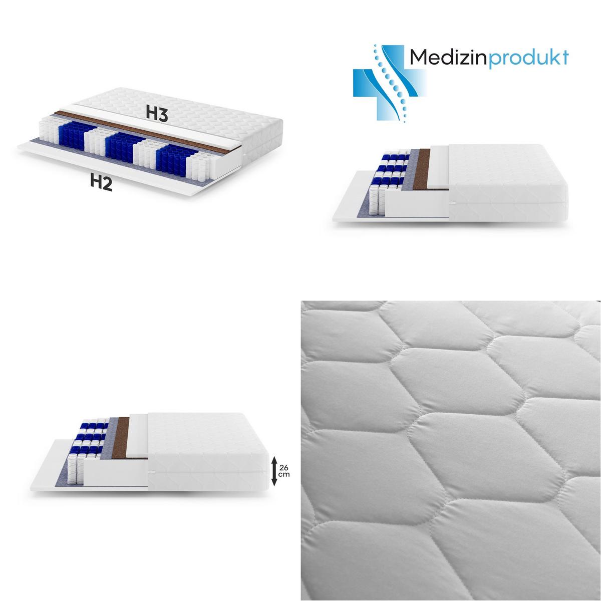 BETT Sara mit Bettkasten und Taschenfedernmatratze 26 cm, 160x200, Cremona Eiche - Eichefarben, Holzwerkstoff (160/200cm) - Beautysofa