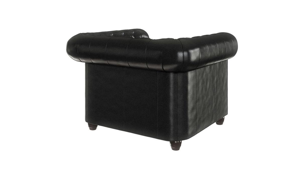 CHESTERFIELD-SESSEL Morin Schwarz vegan Leder - Schwarz/Braun, Holz/Textil (94/72/86cm) - S-Style Möbel