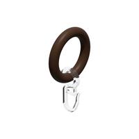 RUNDRINGE MIT FALTENHAKEN FÜR GARDINENSTANGEN 16 mm Ø, Nussbaum, Packung 10 Stück - Nussbaumfarben, Holz (16cm) - INTERDECO