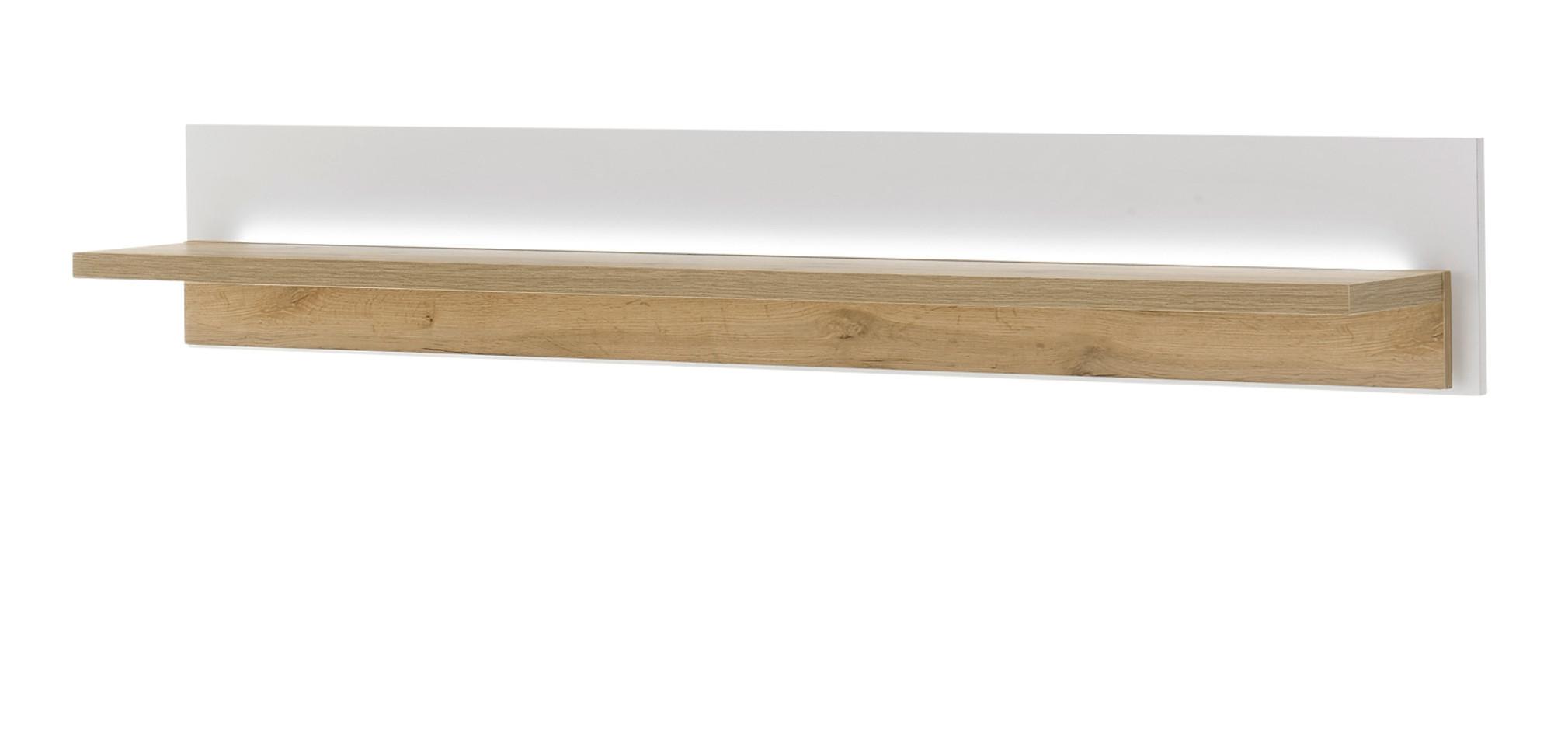 WANDBOARD weiß matt, Eiche Wotan 150 cm, Wandregal inklusive Beleuchtung - Eiche Wotan/Weiß, Holzwerkstoff (150/24/24cm) - Furn.Design