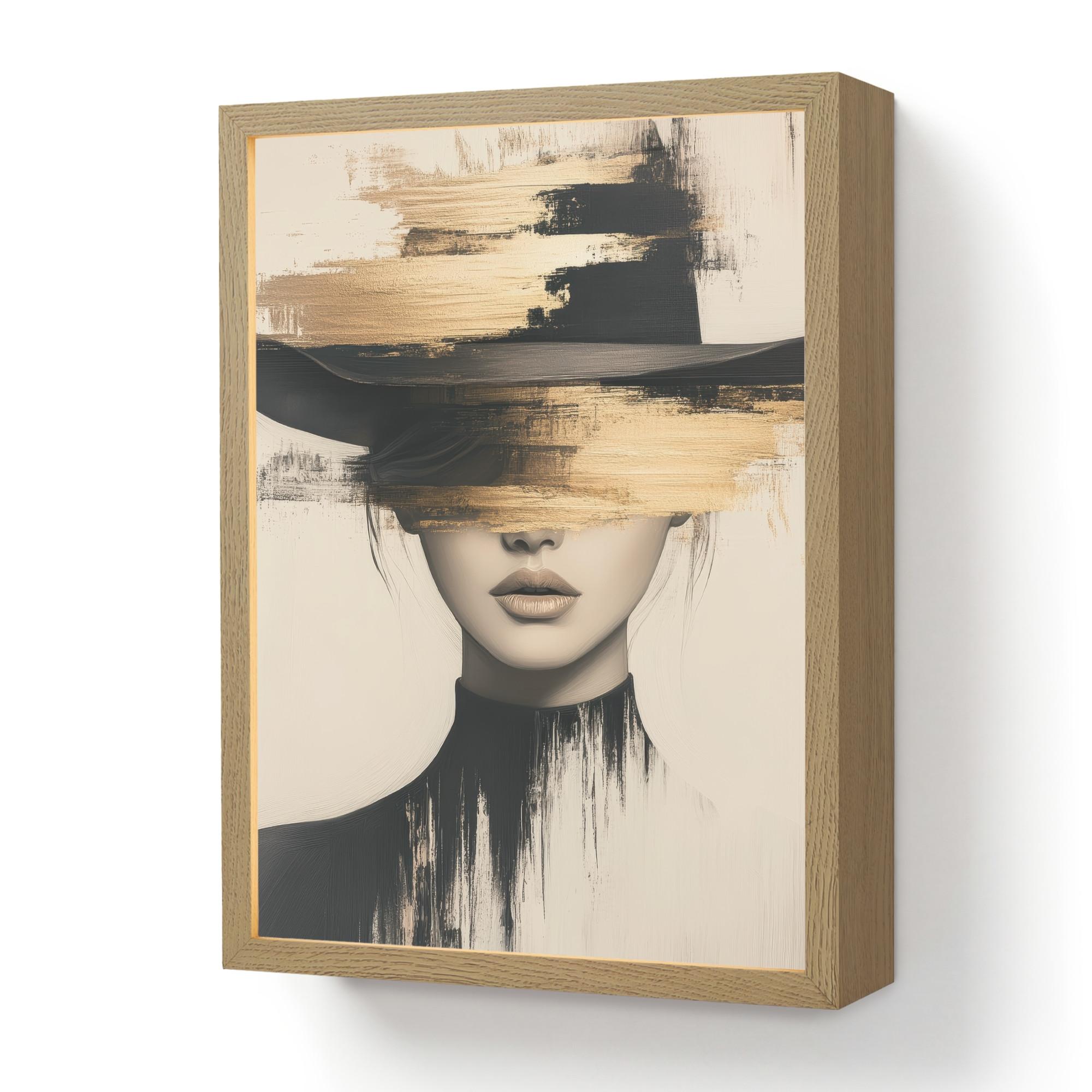WANDLEUCHTE MIT AKKU Frau - Hut - Farbe 30x40 cm - Creme, Holzwerkstoff (30/40/8cm) - OnlyWow