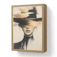 WANDLEUCHTE MIT AKKU Frau - Hut - Farbe 30x40 cm - Creme, Holzwerkstoff (30/40/8cm) - OnlyWow