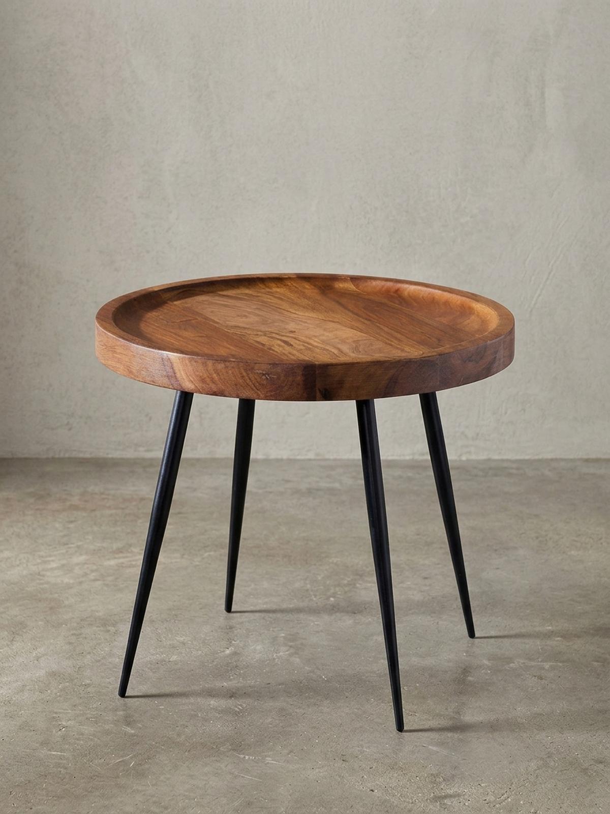 BEISTELLTISCH – Massivholz Metall 50 kg belastbar Industrial - Schwarz/Braun, Holz/Metall (46/46/40cm) - KADIMA DESIGN