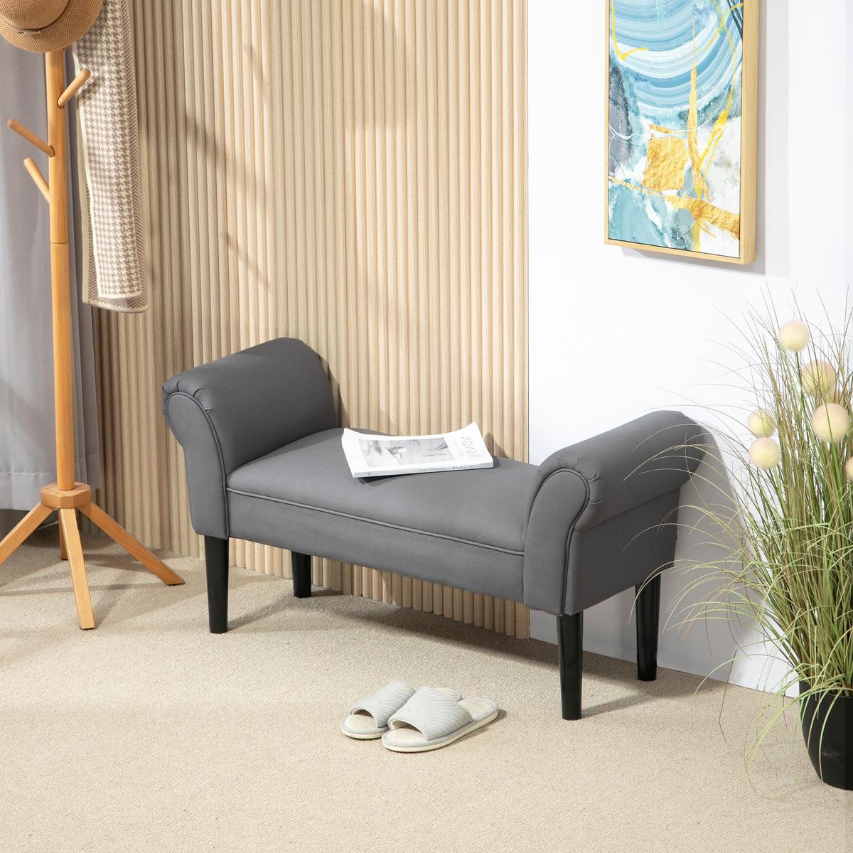 SITZBANK für Schlafzimmer Flurbank Polsterbank MDF Schaumstoff Grauweiß - Dunkelgrau, Kunststoff (36/51/102cm) - HOMCOM