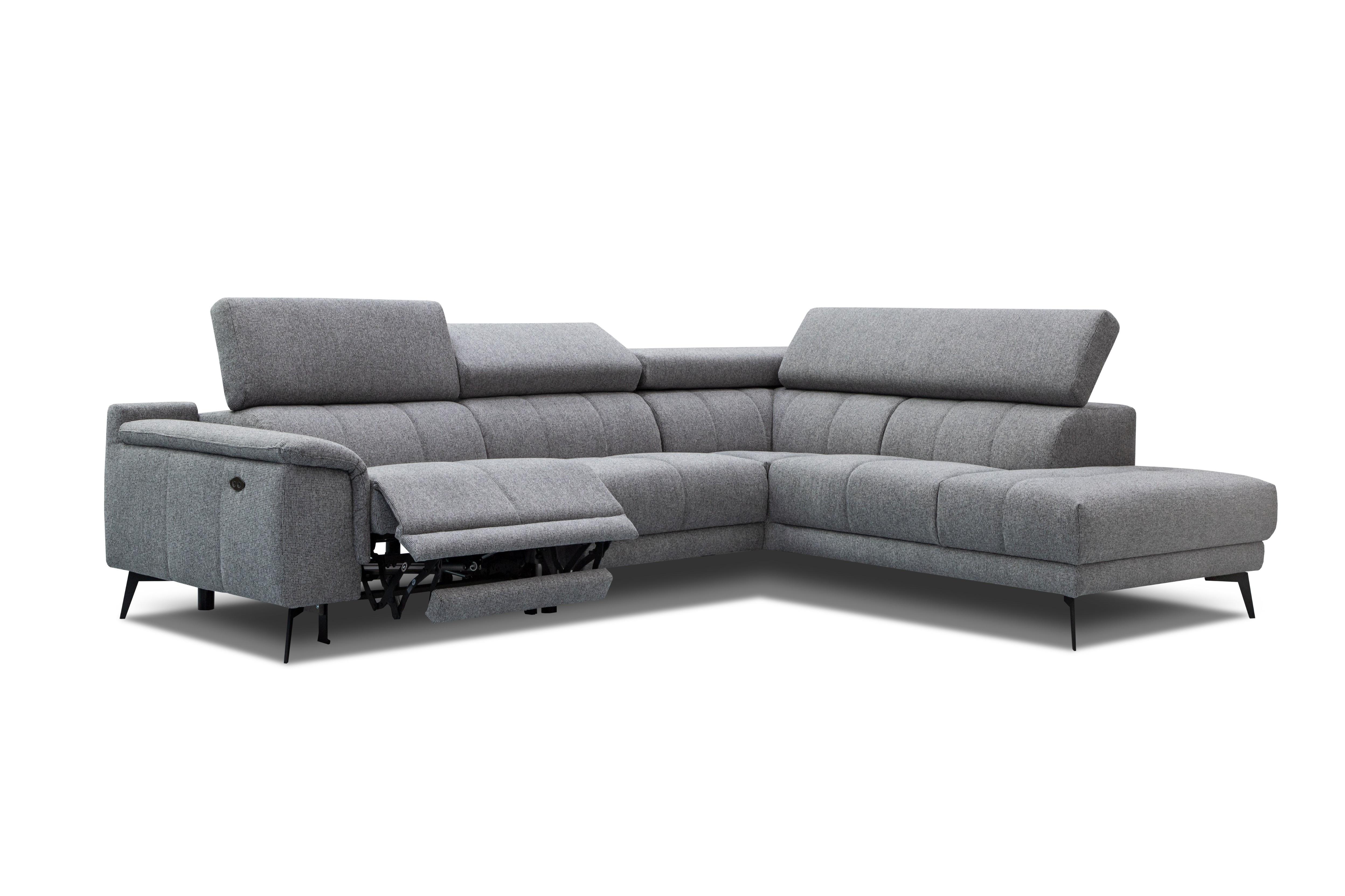 ECKSOFA FIERO 5-Sitzer mit 1 Relaxfunktion, grau - Grau, Holzwerkstoff/Textil (290/228cm) - Wozimo