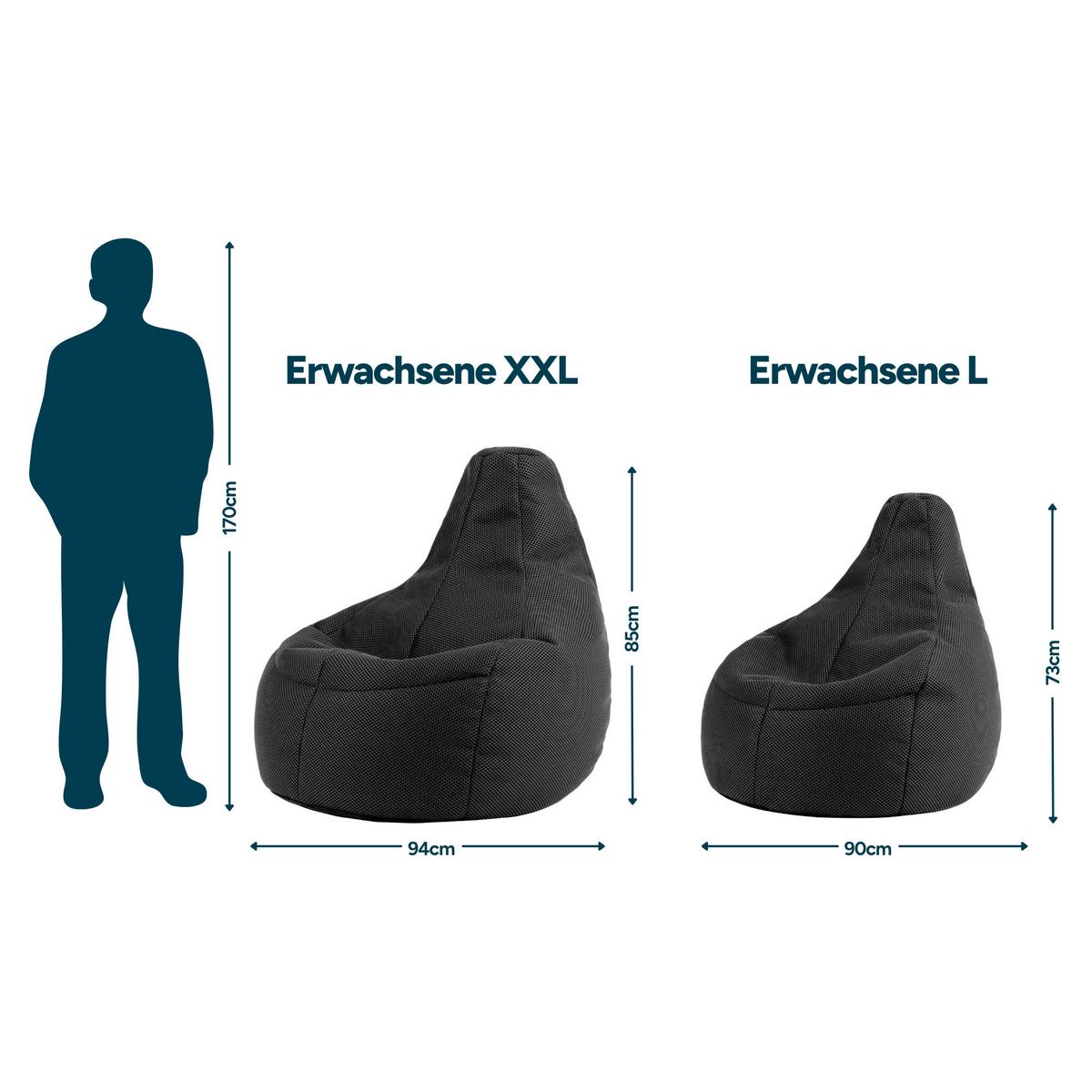 SITZSACK Dalton Techmesh Gaming XXL - Schwarz, Textil (94/85/92cm) - icon