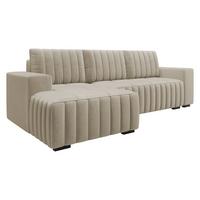ECKSOFA Hugo, Seite: Links - Beige/Dunkelbraun, Holz/Textil (240/140cm)