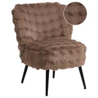 SESSEL Webpelz Hellbraun Voss - Hellbraun/Schwarz, Textil (60/76/52cm) - Beliani