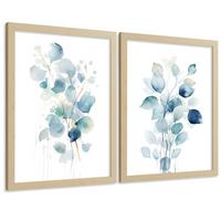 POSTER 2er-Set Wandbilder Blumen Aquarell modern Wohnzimmer Deko, Schlafzimmer, Küche, Badezimmer Rahmenlos A4 - Klar, Papier (29.7/1/21cm) - Nacnic