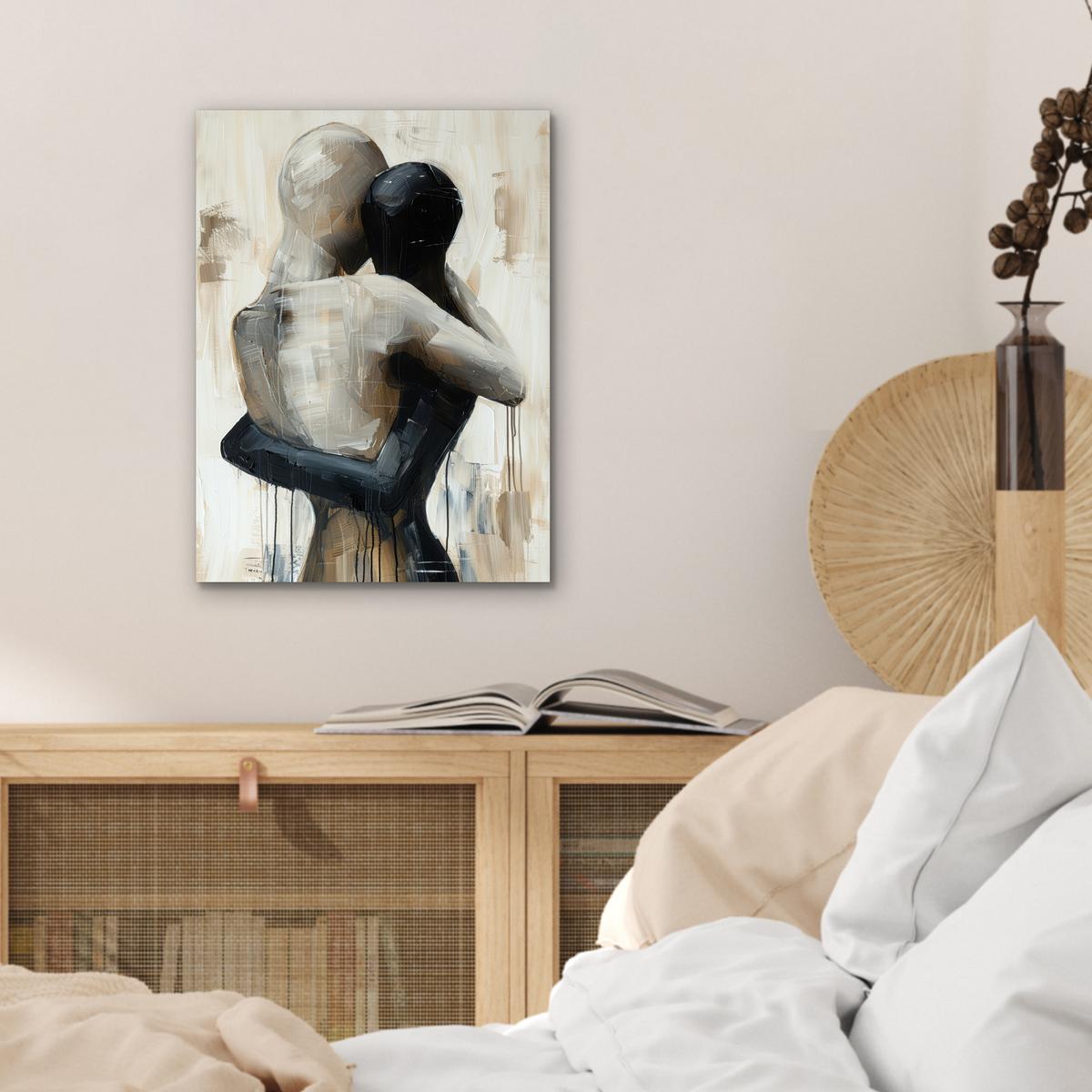 METALLBILD Abstrakt - Liebe - Schwarz und weiß - Modern 30x40 cm - Schwarz, Metall (30/40cm) - MuchoWow