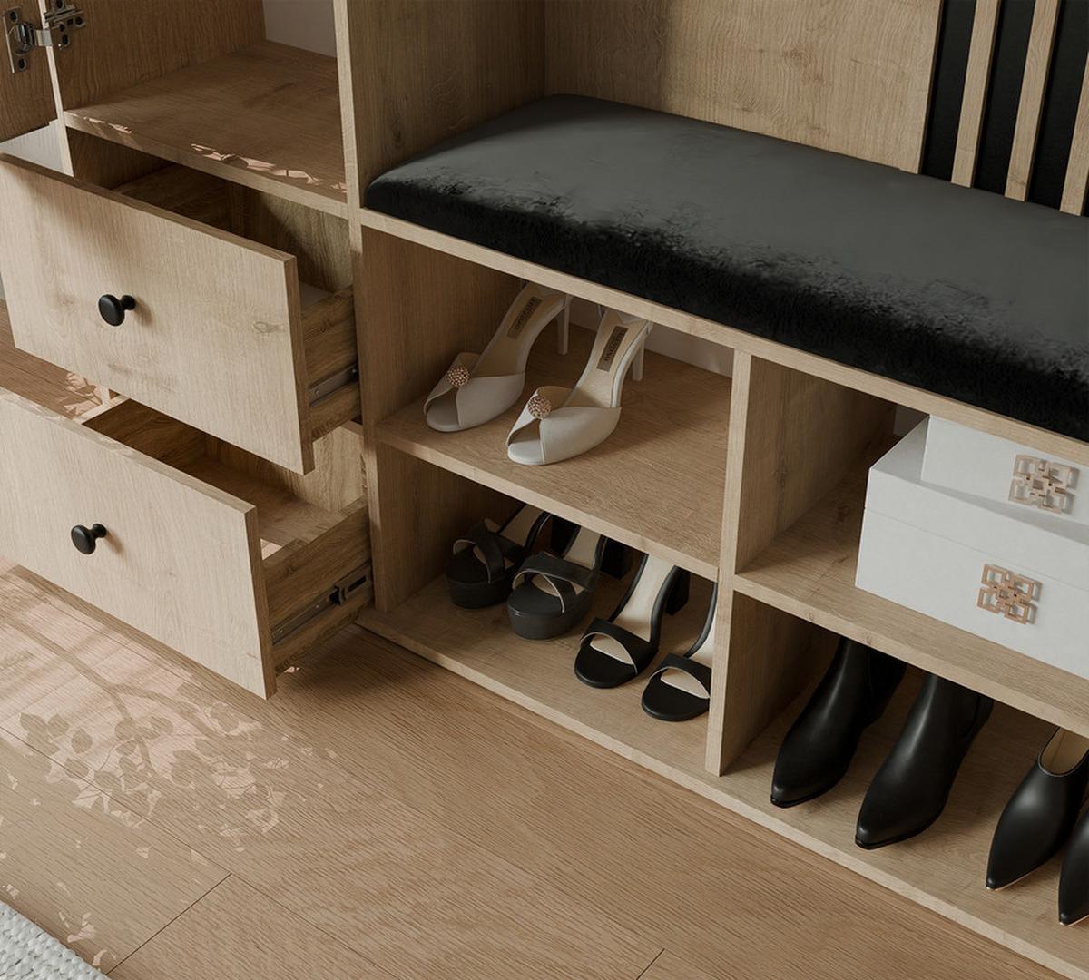 GARDEROBENSCHRANK LUCA in 129/30/196 cm, Artisan-Eiche - Schwarz/Eiche Artisan, Holzwerkstoff/Metall (128.5/195.5/30cm) - Idohome